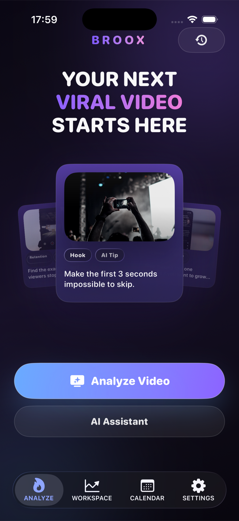 Broox iOS app main screen